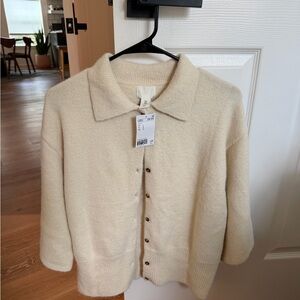 H&M Cream Button-Up Cardigan